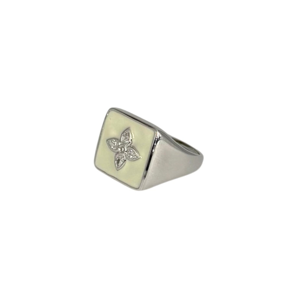 Chevalière Kate en argent laquée ivoire - CABIROL - CABIROL - chevalière