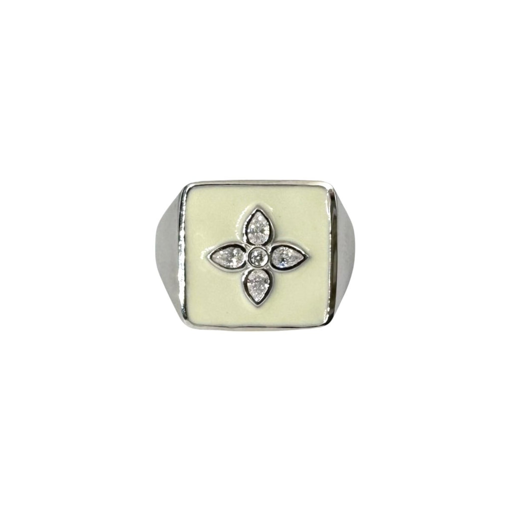 Chevalière Kate en argent laquée ivoire - CABIROL - CABIROL - chevalière
